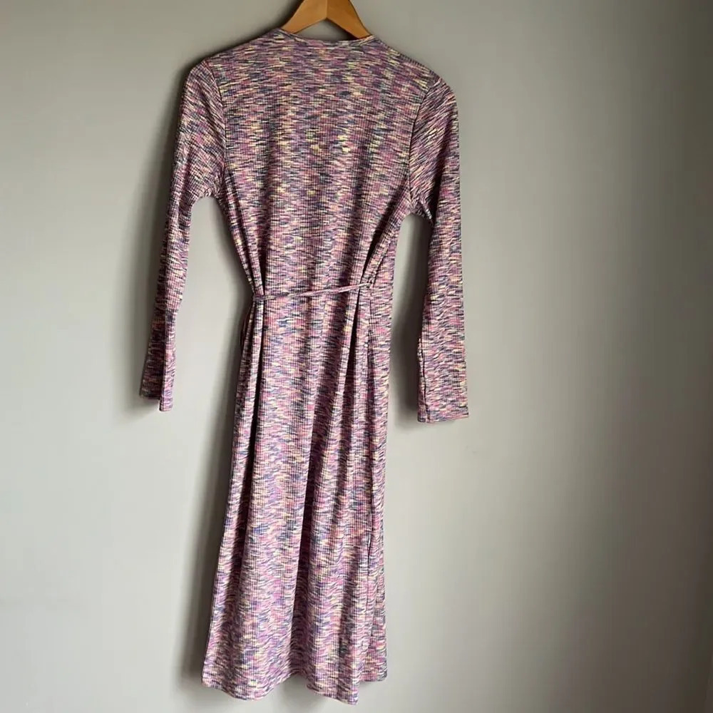 Lisa Says Gah Lucille Long Sleeve Wrap Midi Dress in Berry - Picture 3 of 13